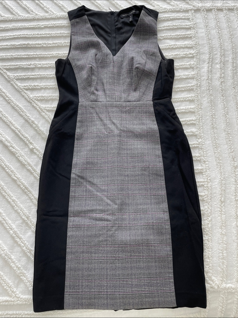 White House Black Market Black and Gray Ponte Sheath Dress